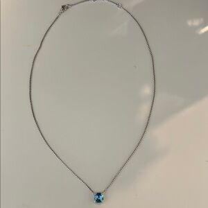Elegant Silver Necklace with Blue Gemstone